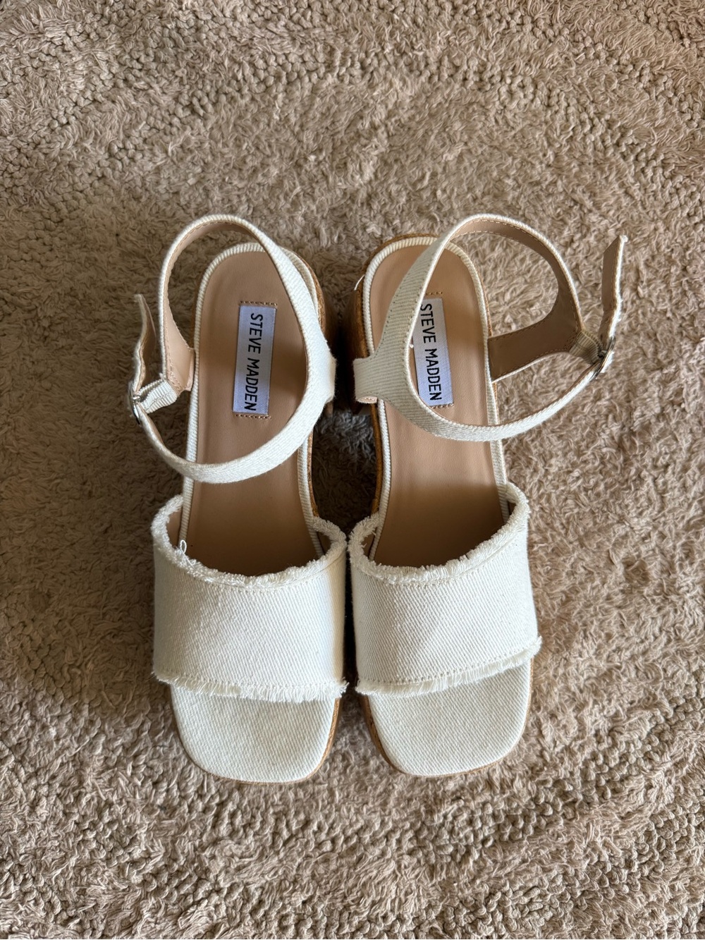 Steve Madden Daysee Frayed Denim Platform Sandals - Picture 5 of 8